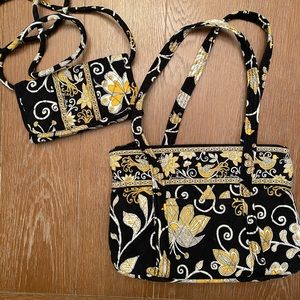 Vera Bradley Black and Yellow Paisley Set